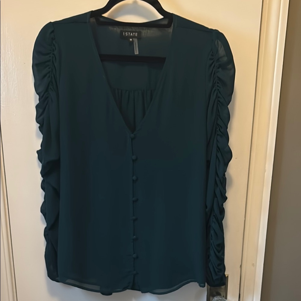 1. State Women's Teal Button-Down Blouse